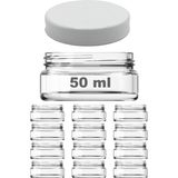 Afracam 50 cc Kavanoz Plastik Beyaz Kapaklı 50 ml Şeffaf Cam Krem Kavanoz 12 Adet