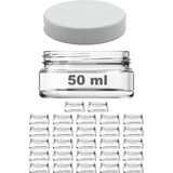 Afracam 50 cc Kavanoz Plastik Beyaz Kapaklı 50 ml Şeffaf Cam Krem Kavanoz 27 Adet