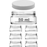 Afracam 50 cc Kavanoz Plastik Beyaz Kapaklı 50 ml Şeffaf Cam Krem Kavanoz 6 Adet