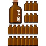 Afracam 50 ml Amber Kahverengi Şişe Mantar Tıpalı 50 Cc Hediyelik Nişan Süs Kolonya Cam Şişe 20 Adet