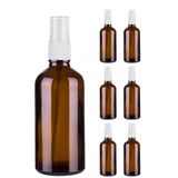 Afracam 50 ml Amber Kapaklı Beyaz Sprey 50 Cc Fısfıs Kolonya Dezenfektan Kahverengi Cam Şişe 6 Adet