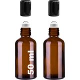 Afracam 50 Ml Çelik Roll On Şişesi 50 Cc Sızdırmaz Siyah Kapaklı Amber Cam Şişe 2 Adet - Kahverengi
