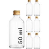 Afracam 50 ml Metal Gold Kapaklı Hediyelik Şat Şişesi 50 cc Kolonya Koku Süs Shot Cam Şişe 6 Adet