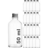 Afracam 50 ml Metal Gümüş Kapaklı Hediyelik Şat Şişesi 50 cc Kolonya Koku Süs Shot Cam Şişe 20 Adet
