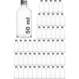 Afracam 50 ml Metal Gümüş Kapaklı Hediyelik Şat Şişesi 50 cc Kolonya Koku Süs Shot Cam Şişe 50 Adet