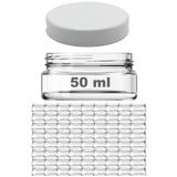 Afracam 50 ml Plastik Beyaz Kapaklı Ve Iç Kapaklı 50 Cc Şeffaf Cam Krem Kavanoz 72 Adet