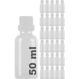 Afracam 50 ml Plastik Kilitli Beyaz Kapaklı Hediyelik Şat Şişesi 50 cc Kolonya Koku Süs Shot Cam Şişe 30 Adet