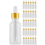 Afracam 50 ml Şeffaf Cam Damlalıklı Serum Şişesi 50 Cc Sızdırmaz Gold Metal Kapaklı Dropper Cam Şişe 30 Adet
