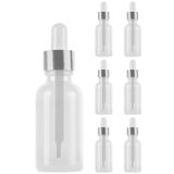 Afracam 50 ml Şeffaf Cam Damlalıklı Serum Şişesi 50 Cc Sızdırmaz Gümüş Metal Kapaklı Dropper Cam Şişe 6 Adet