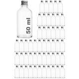 Afracam 50 ml Şeffaf Metal Gümüş Kapak Shot Şişesi 50 Cc Kolonya Koku Hediyelik Beyaz Cam Şişe 50 Adet