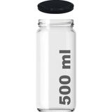 Afracam 500 ml Konserve Kavanoz Metal Siyah Kapaklı Şeffaf Cam 500 cc Paşabahçe - 1 Adet