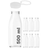 Afracam 500 ml Şeffaf Süt, Ayran, Su, Limonata, Meşrubat Şişesi 500 Cc Askılı Kapaklı Cam Şişe 6 Adet