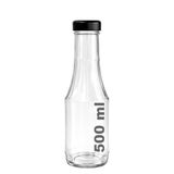 Afracam 500 ml Şeffaf Sütun Cam Şişe Meşrubat, Meyve Suyu, Süt, Ayran, Su, Limonata Şişesi 500 cc Siyah Derin Metal Kapaklı Şişe 20 Adet