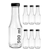 Afracam 500 ml Sütun Cam Şişe Meşrubat, Meyve Suyu, Limonata Şişesi 500 cc Metal Kapaklı 6 Adet