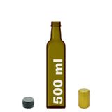 Afracam 500 ml Yeşil Maraska Kilitli Yağdanlık Kapaklı Ve Kapüşonlu Köşeli 500 Cc Boş Cam Şişe 1 Adet