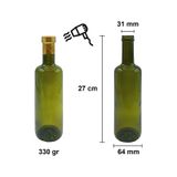 Afracam 500 ml Yeşil Zeytinyağı Kapak ve Kapüşon Cam Şişe 6 Adet