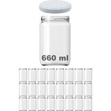 Afracam 660 cc Kavanoz Metal Beyaz Konserve Kapaklı 660 ml Şeffaf Cam Kavanoz 24 Adet