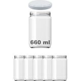 Afracam 660 cc Kavanoz Metal Beyaz Konserve Kapaklı 660 ml Şeffaf Cam Kavanoz 5 Adet