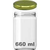Afracam 660 cc Kavanoz Metal Gold Konserve Kapaklı 660 ml Şeffaf Cam Kavanoz 1 Adet