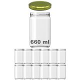 Afracam 660 ml Metal Gold Kapaklı Şeffaf Cam Kavanoz 12 Adet