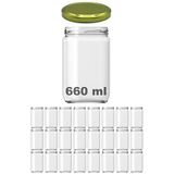 Afracam 660 ml Metal Gold Kapaklı Şeffaf Cam Kavanoz 24 Adet