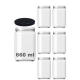 Afracam 660 ml Şeffaf Cam Kavanoz 660 cc Konserve Metal Kapaklı Cam Kavanoz 6 Adet (Şeffaf, 660 cc)