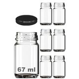 Afracam 67 ml Şeffaf Shot Kavanoz 67 cc Konserve Metal Siyah Kapaklı Cam Kavanoz 6 Adet
