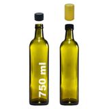 Afracam 750 ml Yeşil Maraska Kilitli Yağdanlık Kapaklı Ve Kapüşonlu Köşeli 750 Cc Boş Cam Şişe 2 Adet