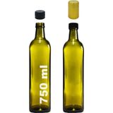 Afracam 750 ml Yeşil Maraska Kilitli Yağdanlık Kapaklı ve Kapüşonlu Köşeli 750 cc Cam Şişe 2 Adet