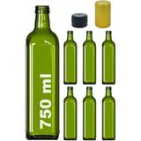 Afracam 750 ml Yeşil Maraska Kilitli Yağdanlık Kapaklı ve Kapüşonlu Köşeli 750 cc Cam Şişe 6 Adet
