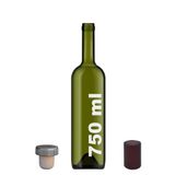 Afracam 750 ml Yeşil Şarap Şişesi Sentetik Mantar Tıpalı Ve Kapüşonlu Boş Çukur Cam Şişe 1 Adet