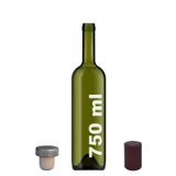 Afracam 750 ml Yeşil Şarap Şişesi Sentetik Mantar Tıpalı Ve Kapüşonlu Boş Çukur Cam Şişe 2 Adet