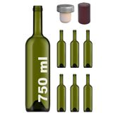 Afracam 750 ml Yeşil Şarap Şişesi Sentetik Mantar Tıpalı Ve Kapüşonlu Boş Çukur Cam Şişe 6 Adet