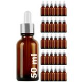 Afracam Amber 50 ml Metal Gümüş Sızdırmaz Kapaklı Dropper Damlalık Cam Şişe 30 Adet
