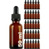 Afracam Amber 50 Ml Metal Siyah Sızdırmaz Kapaklı Dropper Damlalık Cam Şişe 30 Adet