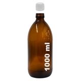 Afracam Amber Ecza Şişesi, 1000 ml, Kahverengi Cam, Plastik Contalı Kilit Kapak, Hava ve Sıvı Sızdırmaz, 28mm Ağız Çaplı, Parfüm Demlemek İçin Uygun, 1 Adet (1000 ml, Beyaz Kapak)