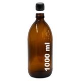 Afracam Amber Ecza Şişesi, 1000 ml, Kahverengi Cam, Plastik Contalı Kilit Kapak, Hava ve Sıvı Sızdırmaz, 28mm Ağız Çaplı, Parfüm Demlemek İçin Uygun, 1 Adet (1000 ml, Siyah Kapak)