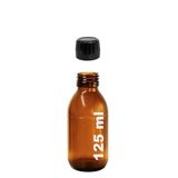 Afracam Amber Ecza Şişesi, 125 ml, Kahverengi Cam, Plastik Contalı Kilit Kapak, Hava ve Sıvı Sızdırmaz, 28mm Ağız Çaplı, Parfüm Demlemek İçin Uygun, 1 Adet (125 ml, Siyah Kapak)