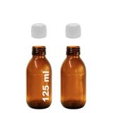 Afracam Amber Ecza Şişesi, 125 ml, Kahverengi Cam, Plastik Contalı Kilit Kapak, Hava ve Sıvı Sızdırmaz, 28mm Ağız Çaplı, Parfüm Demlemek İçin Uygun, 2 Adet (125 ml, Beyaz Kapak)