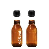 Afracam Amber Ecza Şişesi, 125 ml, Kahverengi Cam, Plastik Contalı Kilit Kapak, Hava ve Sıvı Sızdırmaz, 28mm Ağız Çaplı, Parfüm Demlemek İçin Uygun, 2 Adet (125 ml, Siyah Kapak)