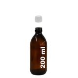 Afracam Amber Ecza Şişesi, 200 ml, Kahverengi Cam, Plastik Contalı Kilit Kapak, Hava ve Sıvı Sızdırmaz, 28mm Ağız Çaplı, Parfüm Demlemek İçin Uygun, 1 Adet (200 ml, Beyaz Kapak)