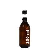 Afracam Amber Ecza Şişesi, 200 ml, Kahverengi Cam, Plastik Contalı Kilit Kapak, Hava ve Sıvı Sızdırmaz, 28mm Ağız Çaplı, Parfüm Demlemek İçin Uygun, 1 Adet (200 ml, Siyah Kapak)