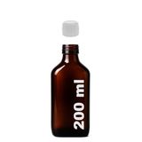Afracam Amber Ecza Şişesi, 200 ml, Kahverengi Cam, Plastik Contalı Kilit Kapak, Hava ve Sıvı Sızdırmaz, 28mm Ağız Çaplı, Parfüm Demlemek İçin Uygun, 1 Adet (200 ml Yassı, Beyaz Kapak)