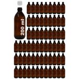 Afracam Amber Ecza Şişesi, 200 ml, Kahverengi Cam, Plastik Contalı Kilit Kapak, Hava ve Sıvı Sızdırmaz, 28mm Ağız Çaplı, Parfüm Demlemek İçin Uygun, 64 Adet (200 ml, Beyaz Kapak)