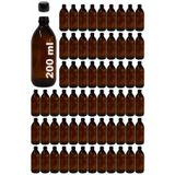 Afracam Amber Ecza Şişesi, 200 ml, Kahverengi Cam, Plastik Contalı Kilit Kapak, Hava ve Sıvı Sızdırmaz, 28mm Ağız Çaplı, Parfüm Demlemek İçin Uygun, 64 Adet (200 ml, Siyah Kapak)