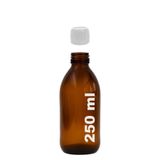 Afracam Amber Ecza Şişesi, 250 ml, Kahverengi Cam, Plastik Contalı Kilit Kapak, Hava ve Sıvı Sızdırmaz, 28mm Ağız Çaplı, Parfüm Demlemek İçin Uygun, 1 Adet (250 ml, Beyaz Kapak)