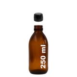 Afracam Amber Ecza Şişesi, 250 ml, Kahverengi Cam, Plastik Contalı Kilit Kapak, Hava ve Sıvı Sızdırmaz, 28mm Ağız Çaplı, Parfüm Demlemek İçin Uygun, 1 Adet (250 ml, Siyah Kapak)