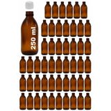 Afracam Amber Ecza Şişesi, 250 ml, Kahverengi Cam, Plastik Contalı Kilit Kapak, Hava ve Sıvı Sızdırmaz, 28mm Ağız Çaplı, Parfüm Demlemek İçin Uygun, 50 Adet (250 ml, Beyaz Kapak)