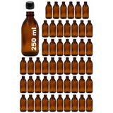Afracam Amber Ecza Şişesi, 250 ml, Kahverengi Cam, Plastik Contalı Kilit Kapak, Hava ve Sıvı Sızdırmaz, 28mm Ağız Çaplı, Parfüm Demlemek İçin Uygun, 50 Adet (250 ml, Siyah Kapak)