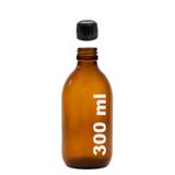 Afracam Amber Ecza Şişesi, 300 ml, Kahverengi Cam, Plastik Contalı Kilit Kapak, Hava ve Sıvı Sızdırmaz, 28mm Ağız Çaplı, Parfüm Demlemek İçin Uygun, 1 Adet (300 ml, Siyah Kapak)